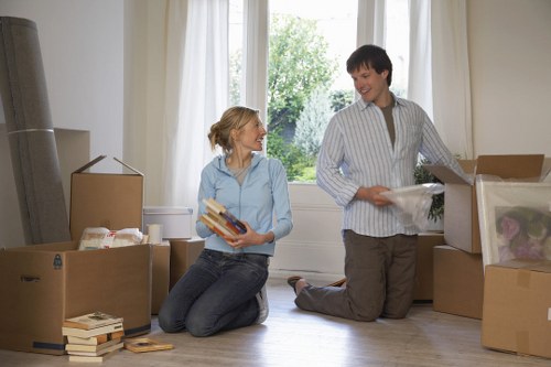 Furniture and belongings being prepared for transport in New Eltham